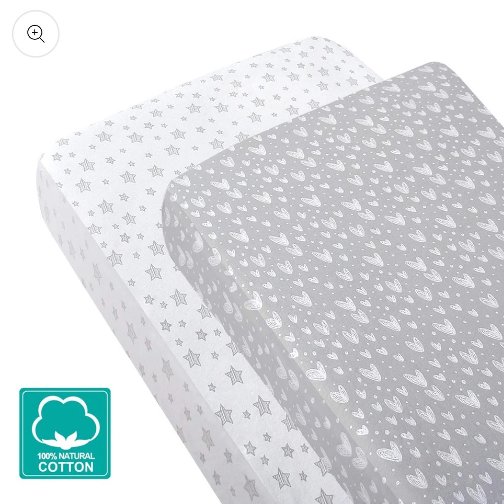 BILOBAN Crib Sheets 2 Pack Jersey Cotton for Standard Crib/ Toddler Bed